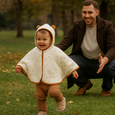poncho bébé sapota moment jeu avec papa parc