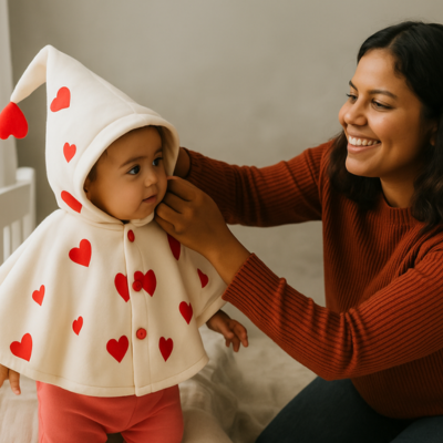 poncho bébé sur enfant habillage avec maman