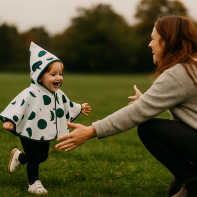 poncho bébé sur fille court dans bras maman