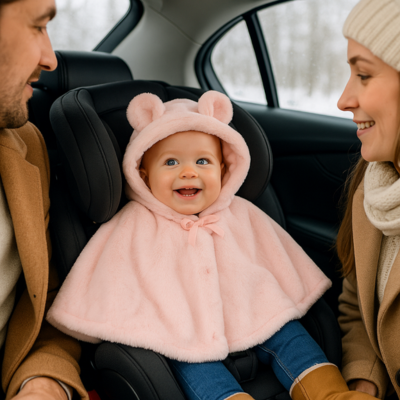 enfant avec poncho bebe hiver siege auto voiture