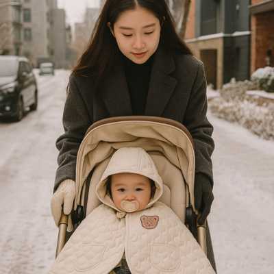 poncho bébé hiver promenade avec maman dans poussette