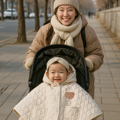 poncho bébé hiver sortie matinale avec maman