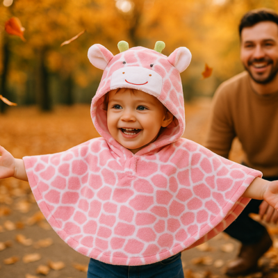 poncho bébé hiver sur fille joue parc
