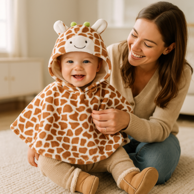 poncho bébé hiver sur fille pratique à mettre