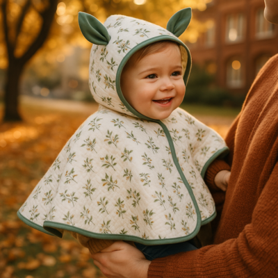 poncho bébé oveline promenade avec papa