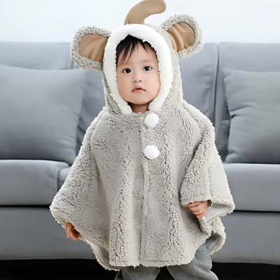poncho bébé pilou gris