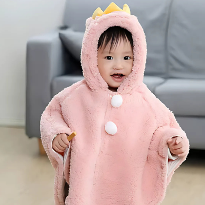 poncho bébé pilou rose
