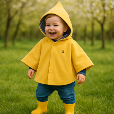 poncho bebe sur enfant dans parc verdoyant