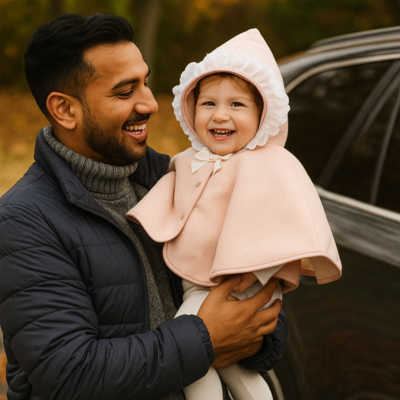 poncho bébé voiture rosalia enfant avec papa