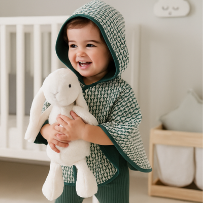poncho bébé voiture sourire lapin mignon
