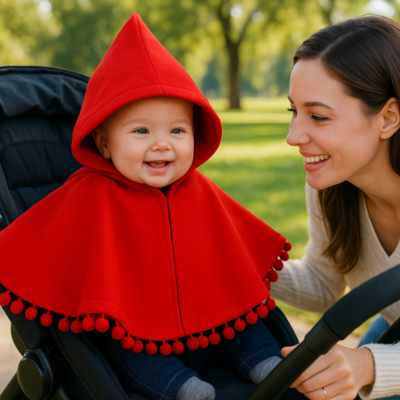 poncho voiture bébé sur petite fille dans poussette