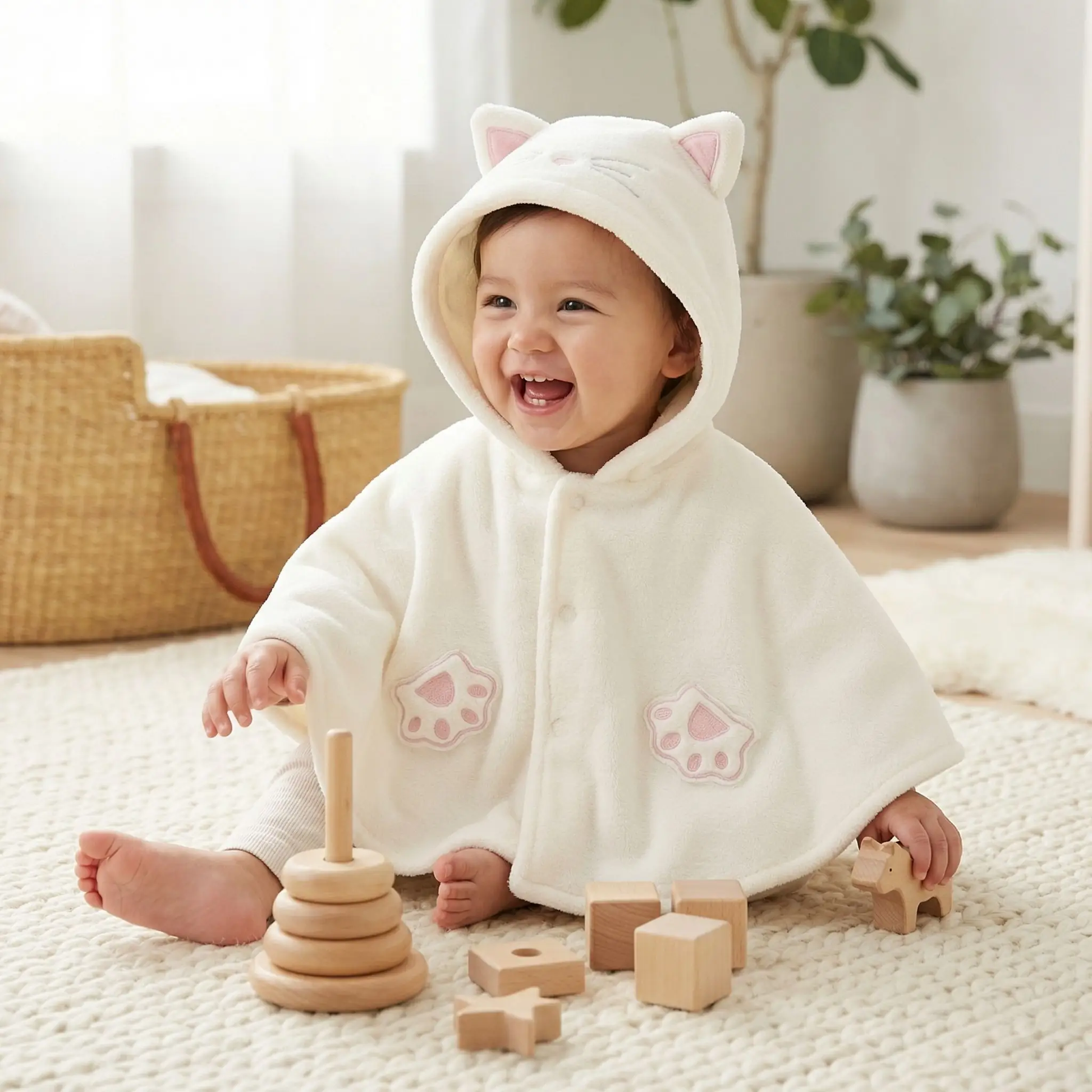 ponchos bebe coton doux texture agréable