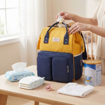 sac à dos à langer bicolor organisation pratique