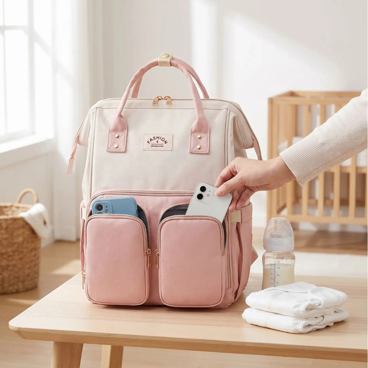 sac à dos à langer bybag rose