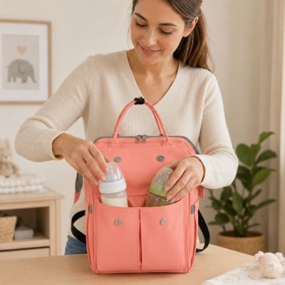 sac à langer pinkcat compartiment biberon aluminium