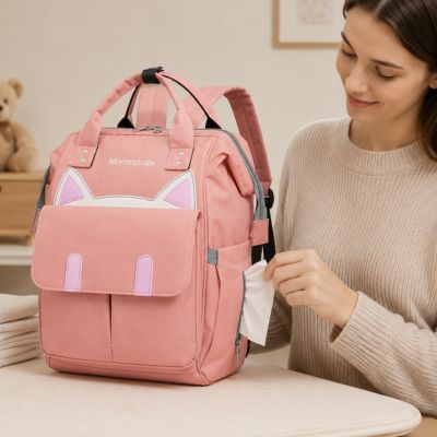 sac à langer pinkcat compartiment lingette