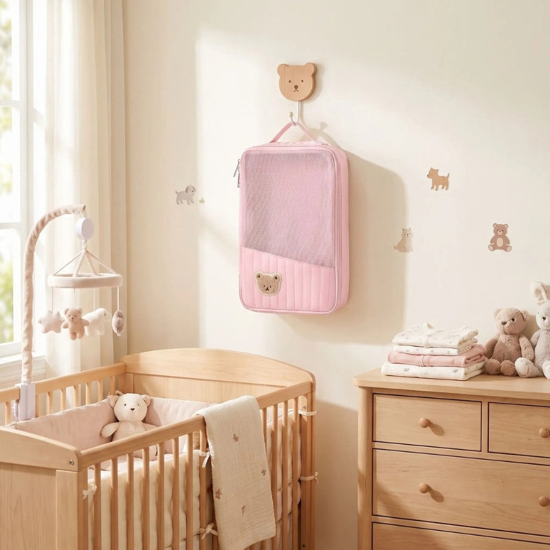 sac a langer rose compact ours brodé